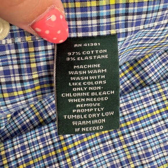Lauren Ralph Lauren Mens Classic Fit Stretch Non Iron Plaid Shirt 17 1/2 34/35 - Picture 3 of 5